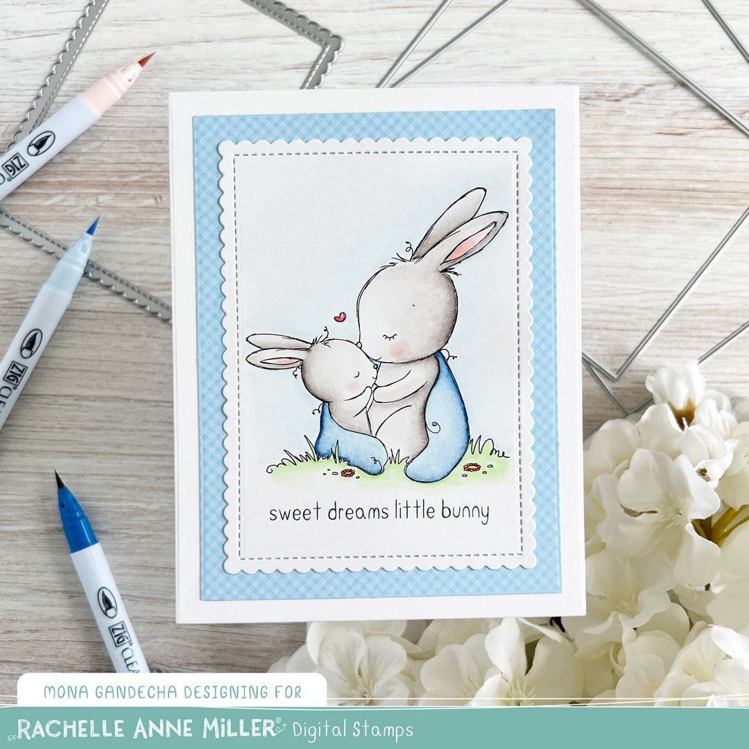'Mother and Baby Bunny' Digital Stamp