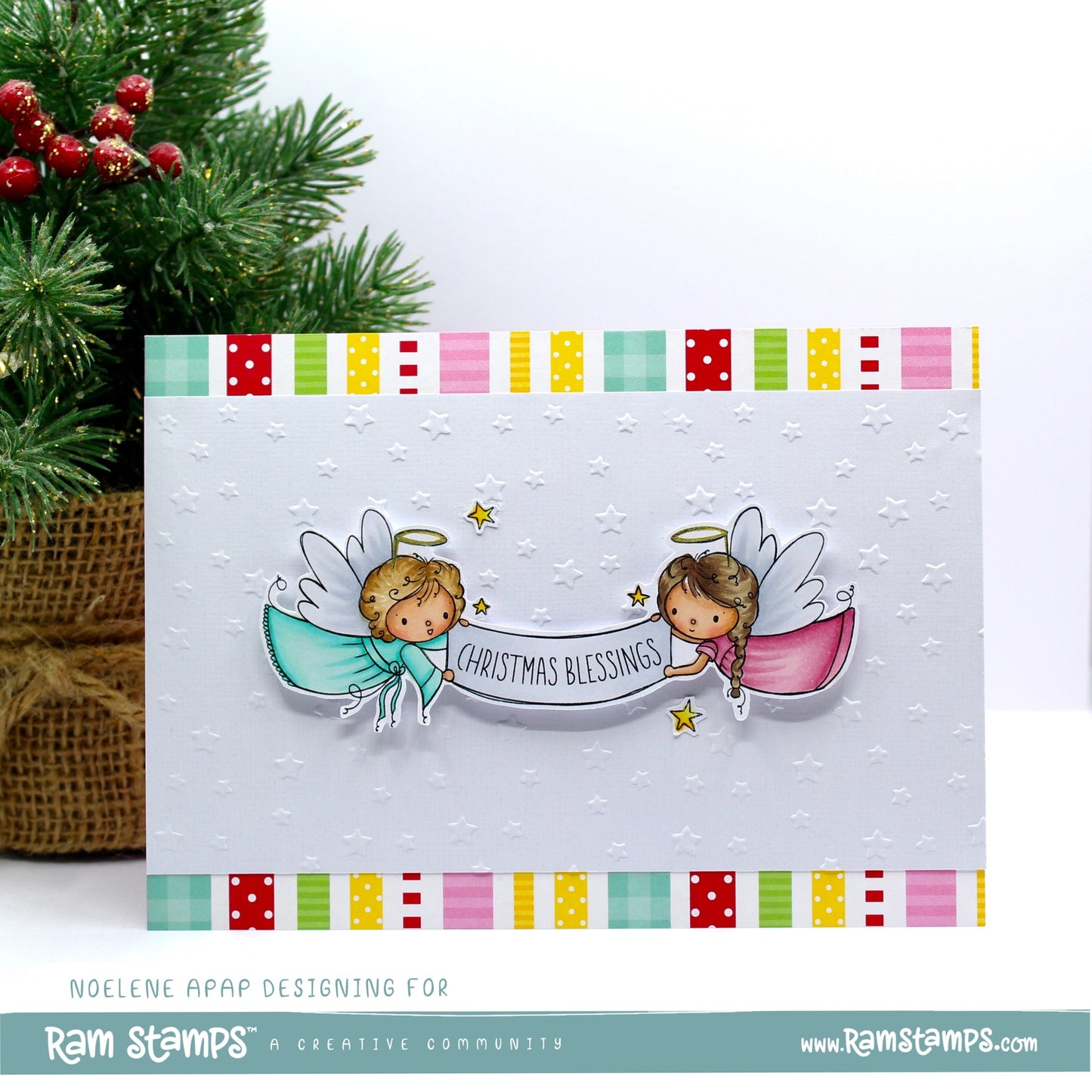 'Christmas Blessings Angels' Digital Stamp