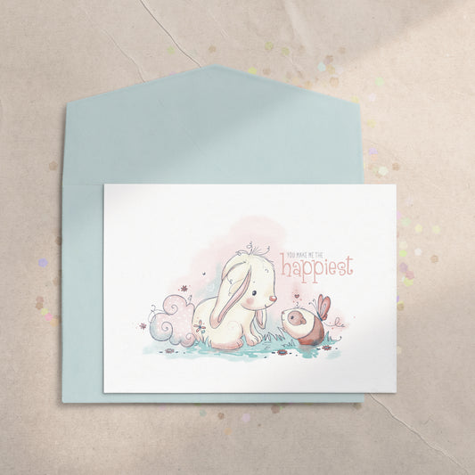Bunny & Guinea: Smile 5x7 Greeting Card