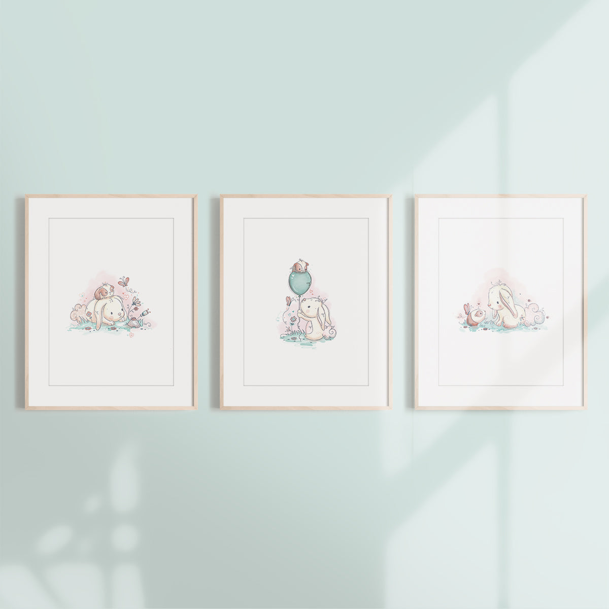 'Bunny and Guinea Adventures' Children's Wall Art Print Set