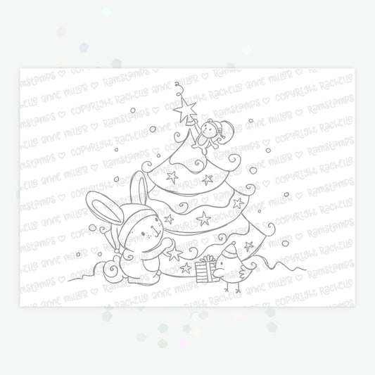 'Animal Tree' Christmas Digital Stamp