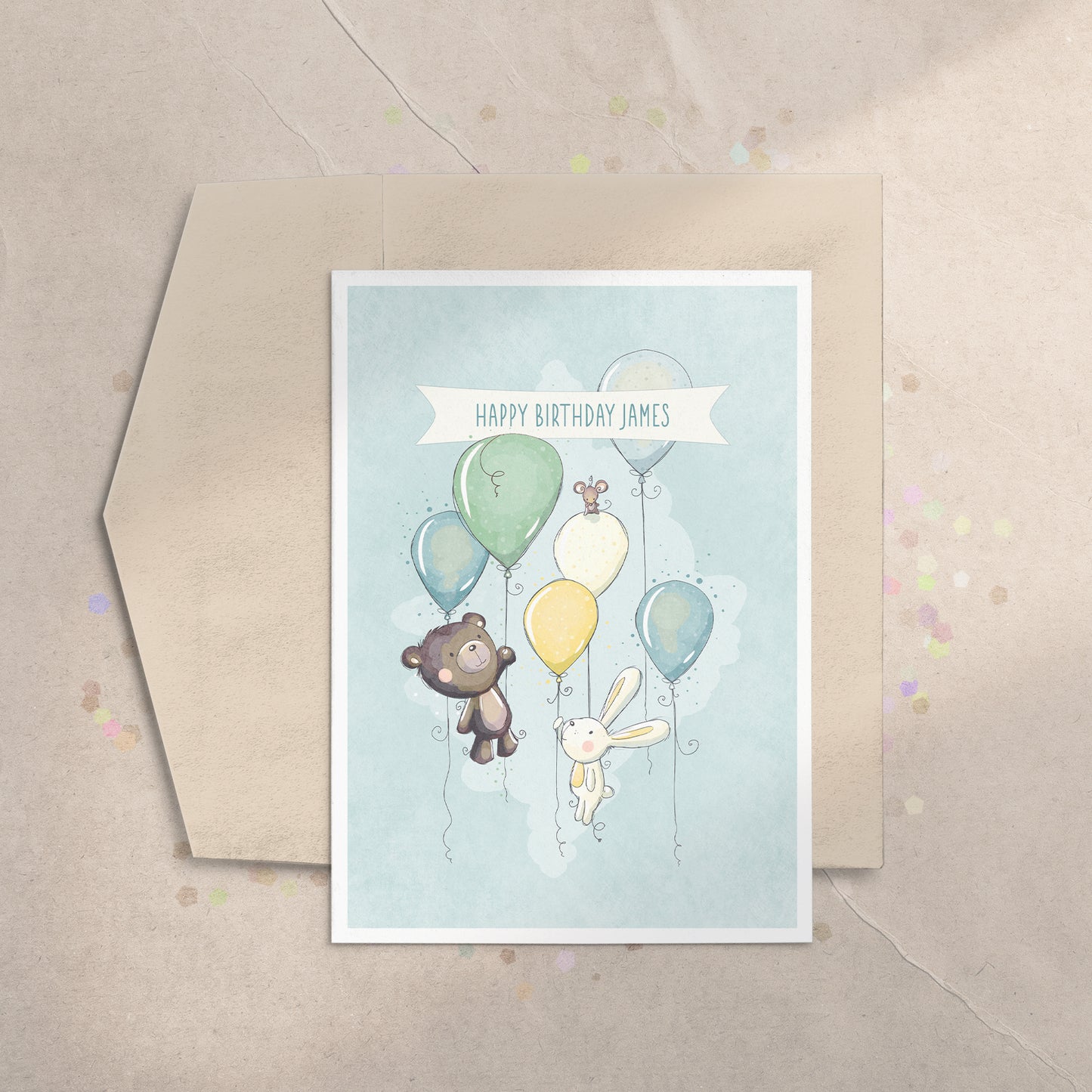 Animal Balloons 5x7 Greeting Card