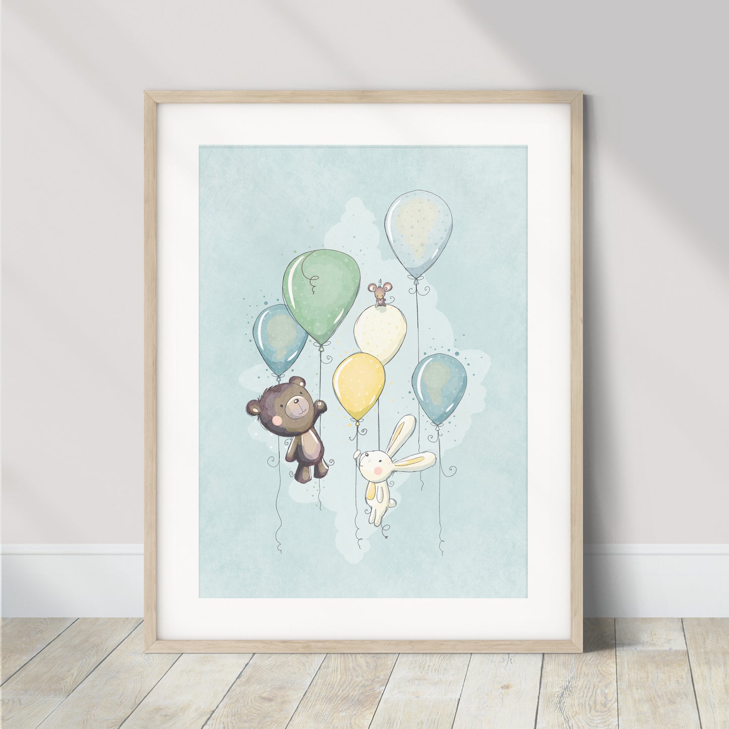 'Animal Balloons' Children's Wall Art Print
