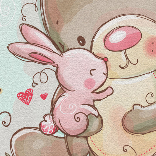 'Bear & Bunny' Children's Wall Art Print