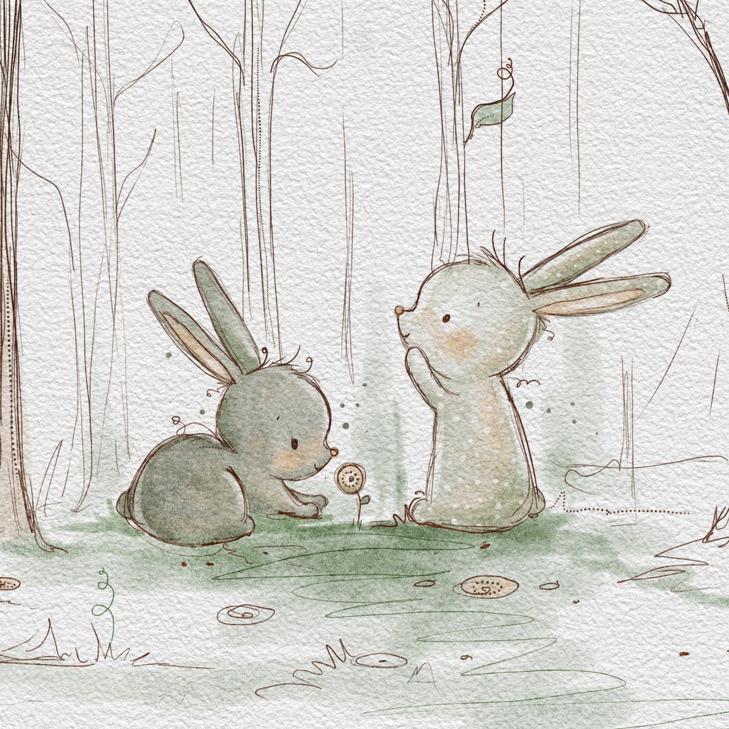 'Forest Bunnies' Children's Wall Art Print