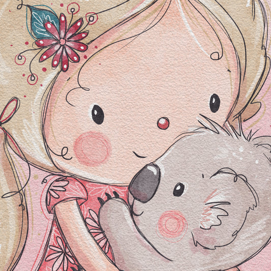 'Koala Girl' Children's Wall Art Print