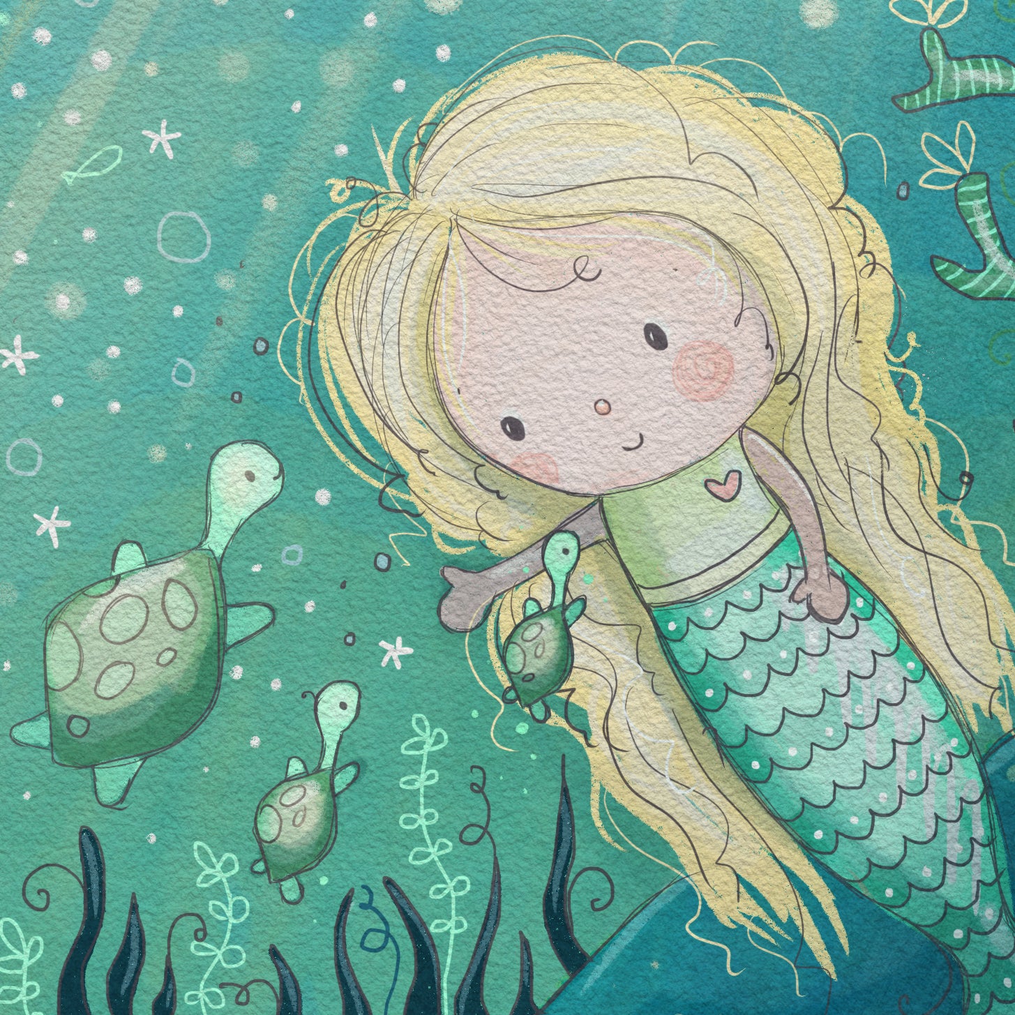 'Mermaid' Children's Wall Art Print – Rachelle Anne Miller Creative Studios