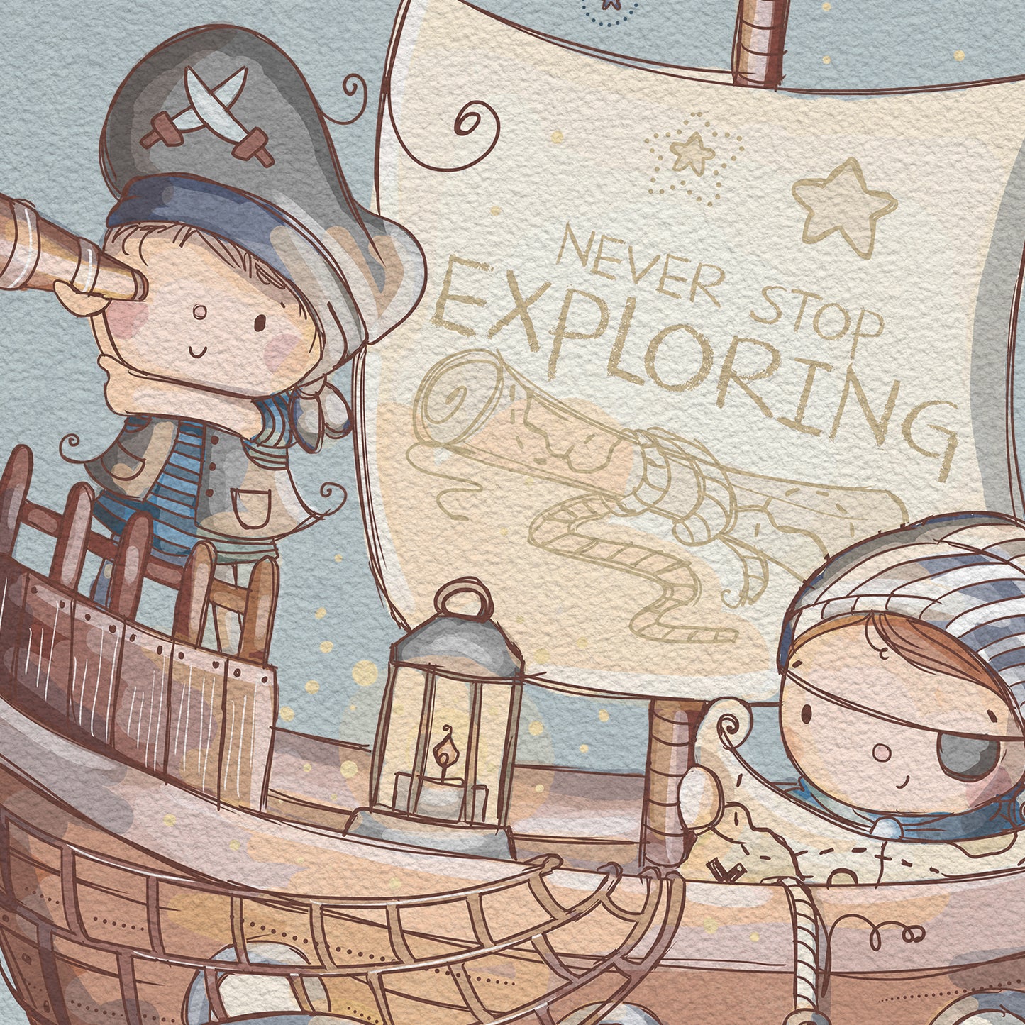 'Pirate Ship' Children's Wall Art Print