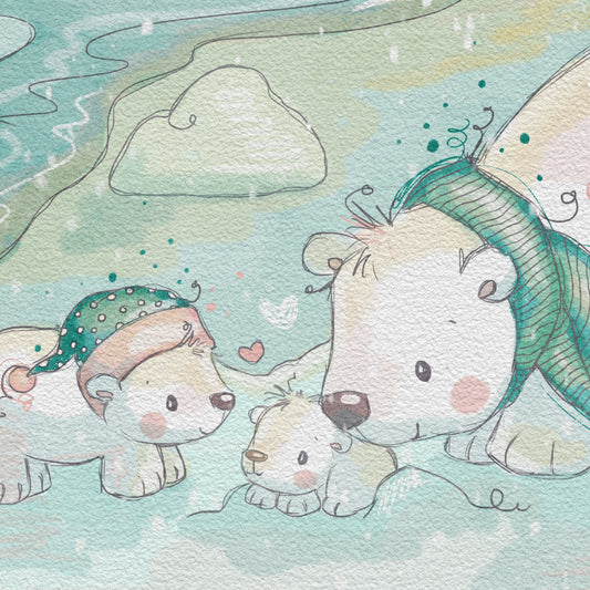 'Polar Bear Sunrise' Children's Wall Art Print