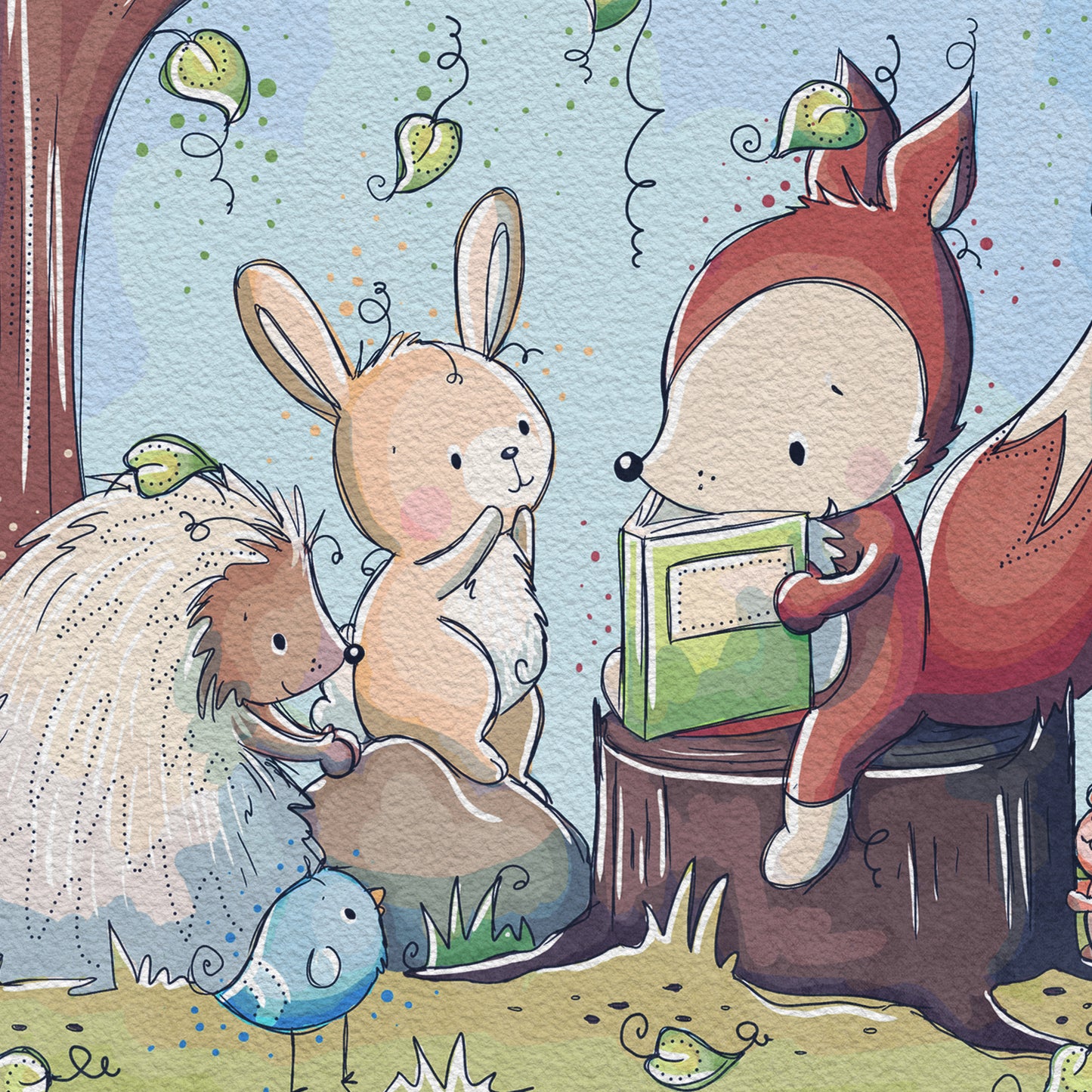 'Woodland Animal Storytime' Children's Wall Art Print – Rachelle Anne ...