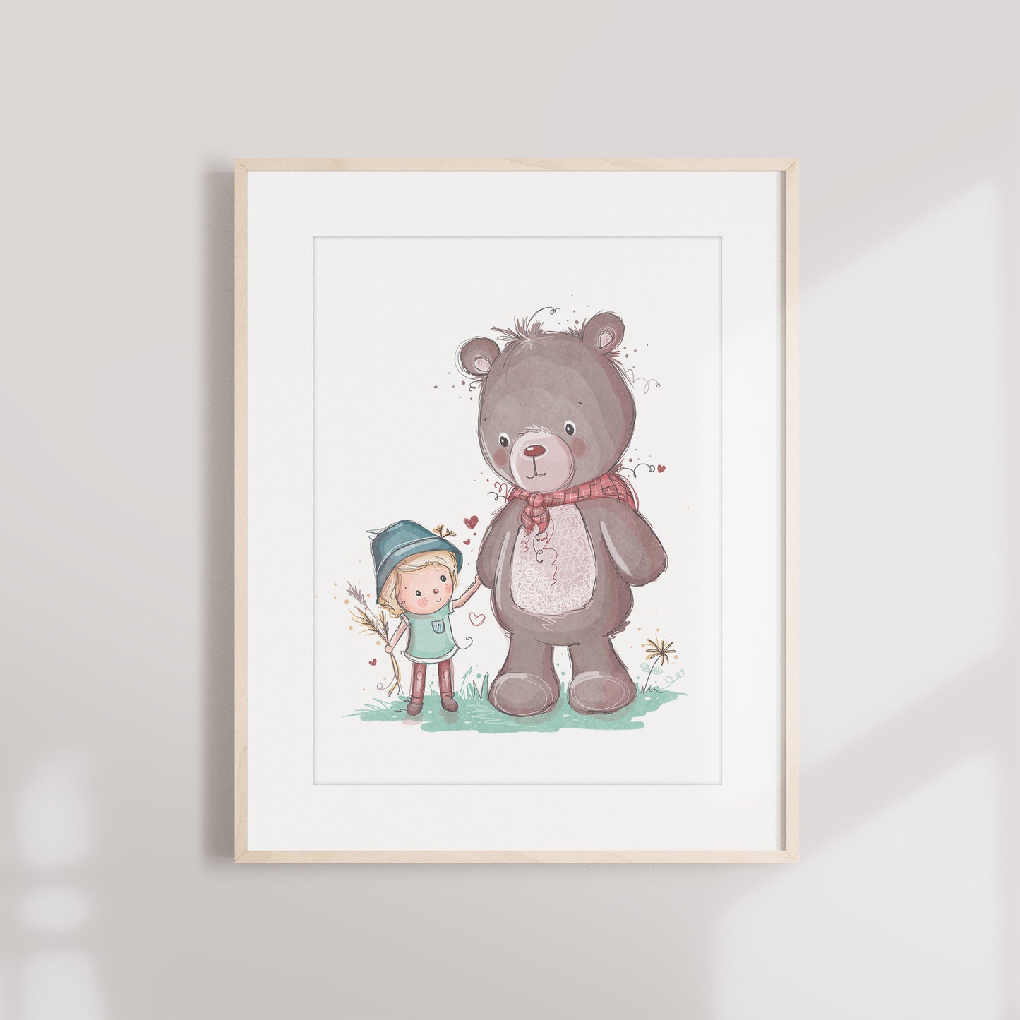 'Camping with Bear' Children's Wall Art Print