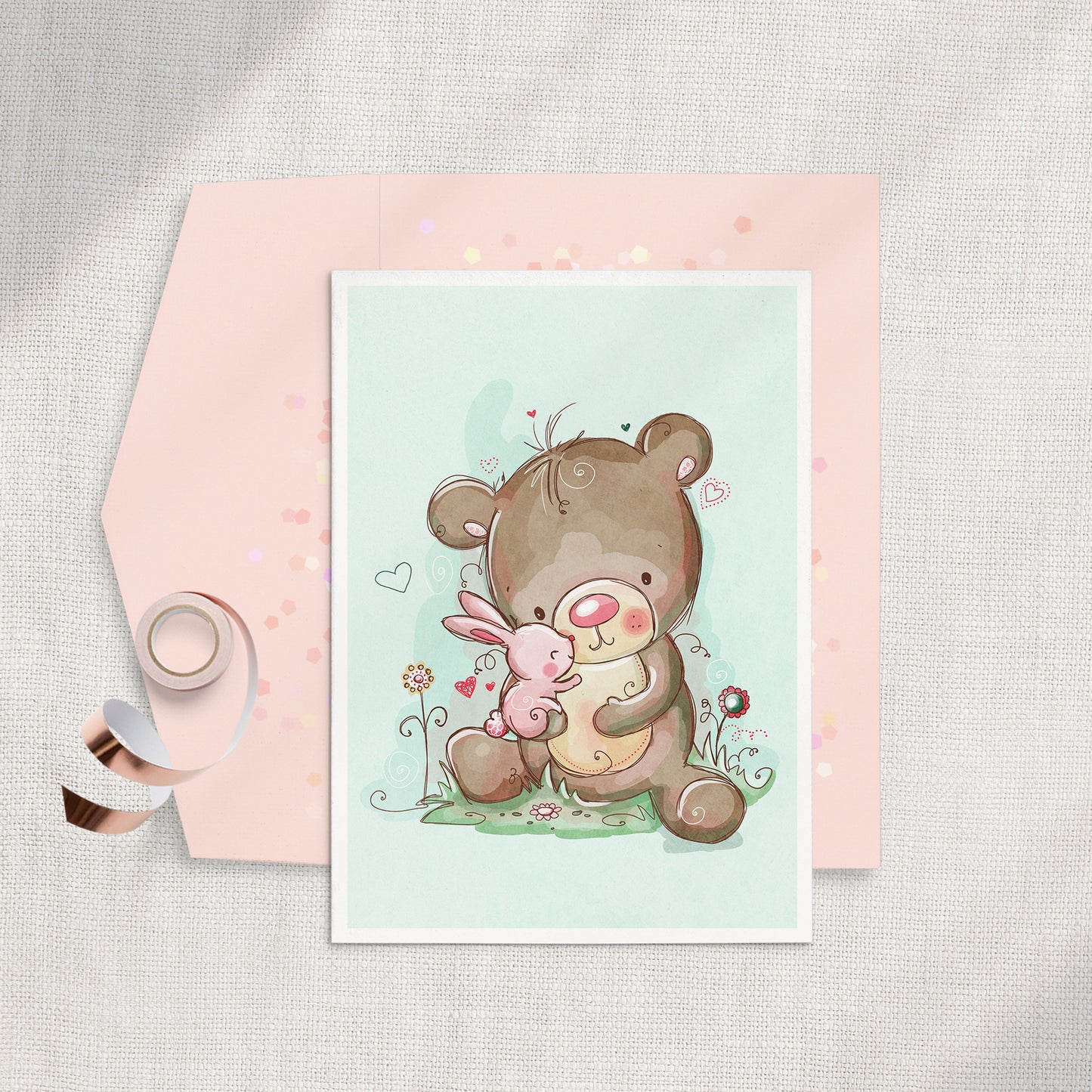 Bear & Bunny 5x7 Greeting Card
