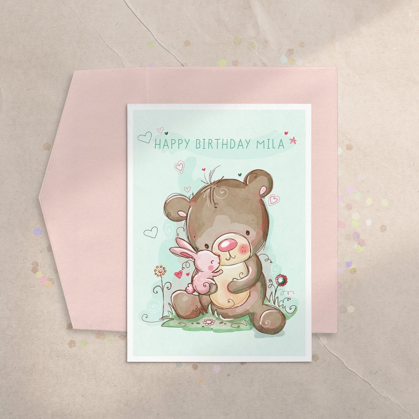 Bear & Bunny 5x7 Greeting Card