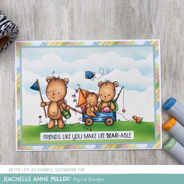 'Bear's Wagon Ride' Digital Stamp
