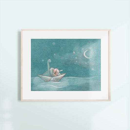 'Paper Boat Adventure (Boy)' Children's Wall Art Print
