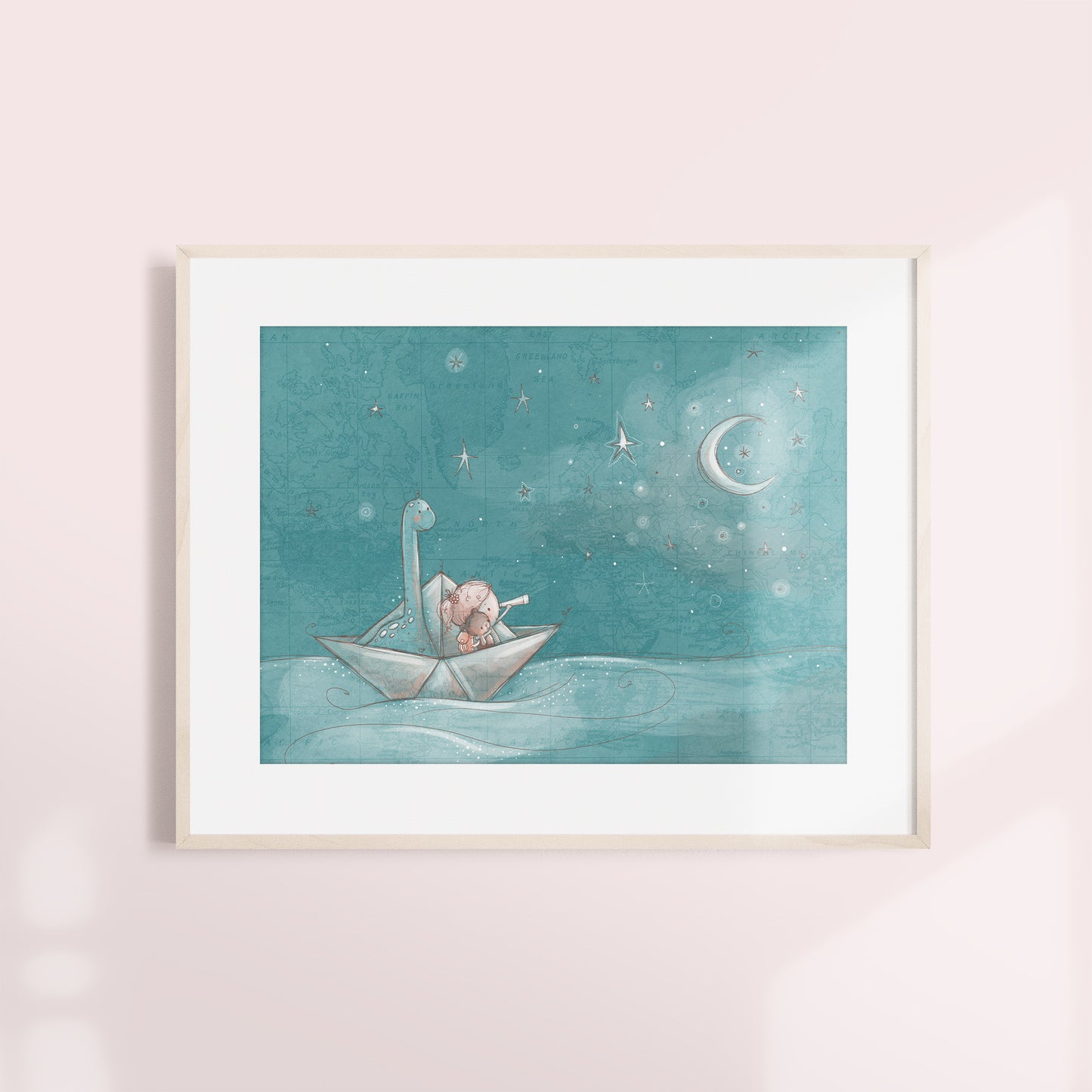 'Paper Boat Adventure (Girl)' Children's Wall Art Print