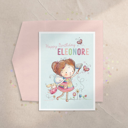 'Personalized Butterfly Birthday' 5x7 Greeting Card