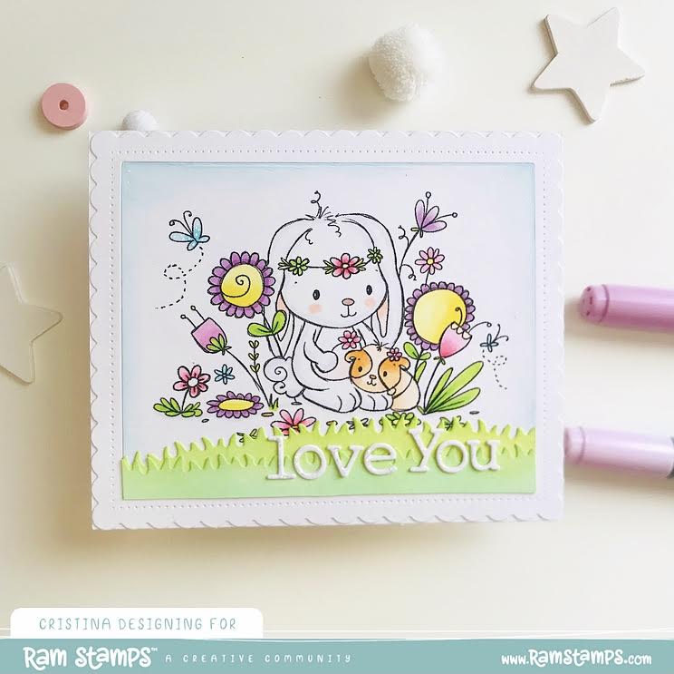 'Bunny & Guinea: Hoppy Garden' Digital Stamp