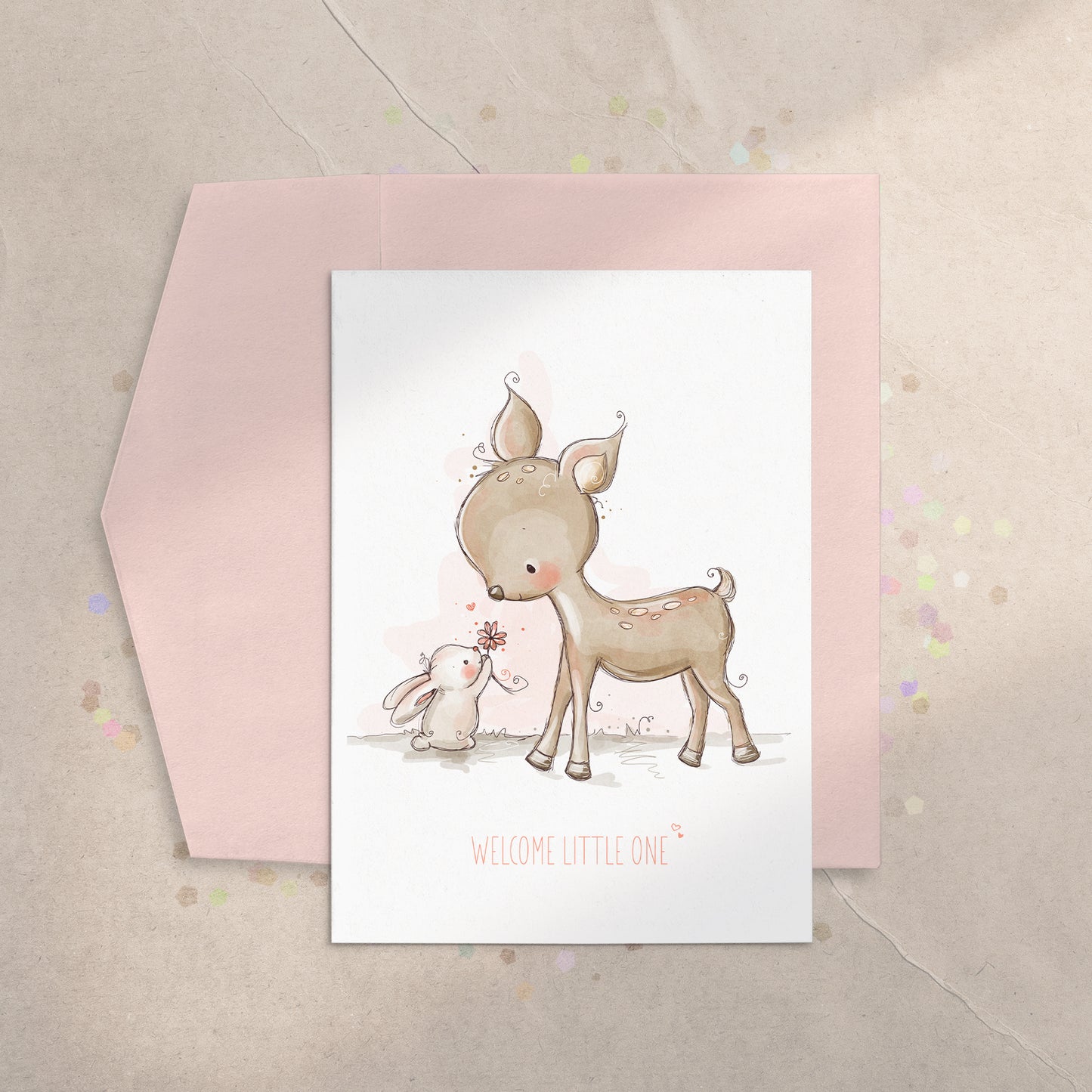 Deer & Bunny 5x7 Greeting Card