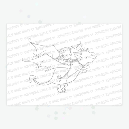 'Dragon - Girl' Digital Stamp