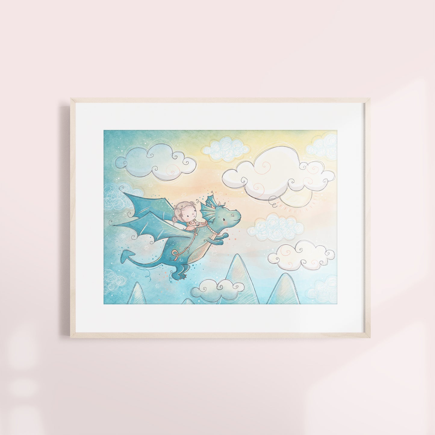 'Dragon Dreams - Girl' Children's Wall Art Print