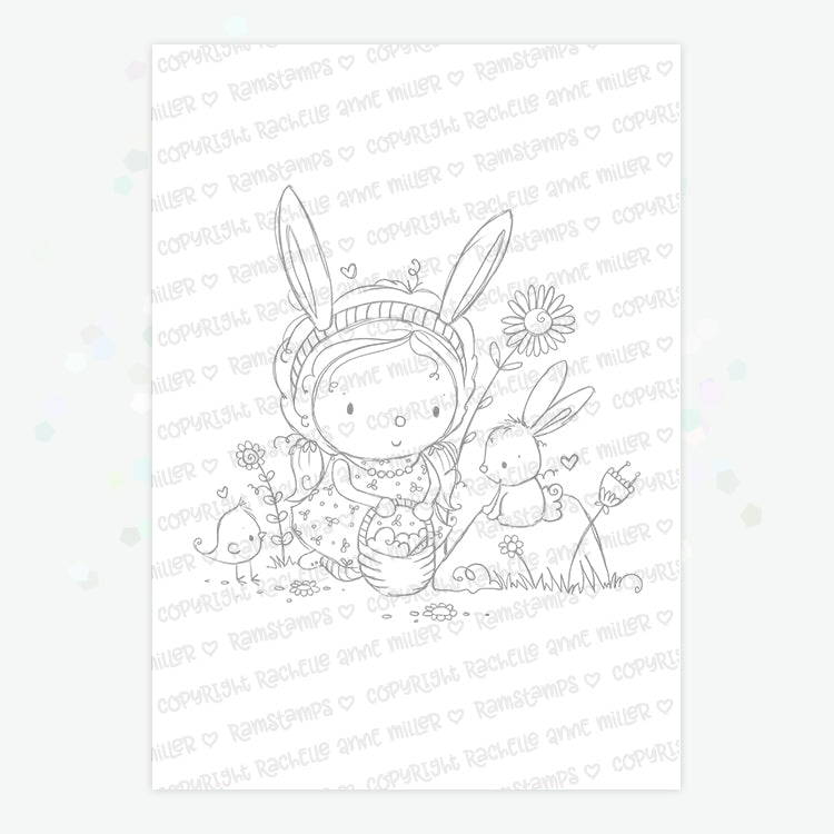 'Easter Bunny Girl' Digital Stamp