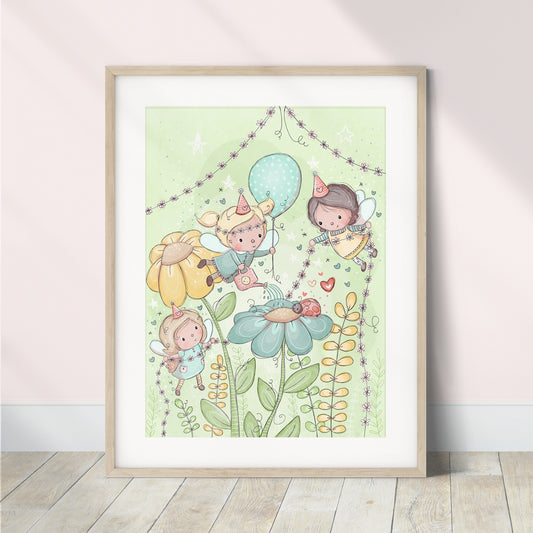 'Fairy Garden Party' Children's Wall Art Print