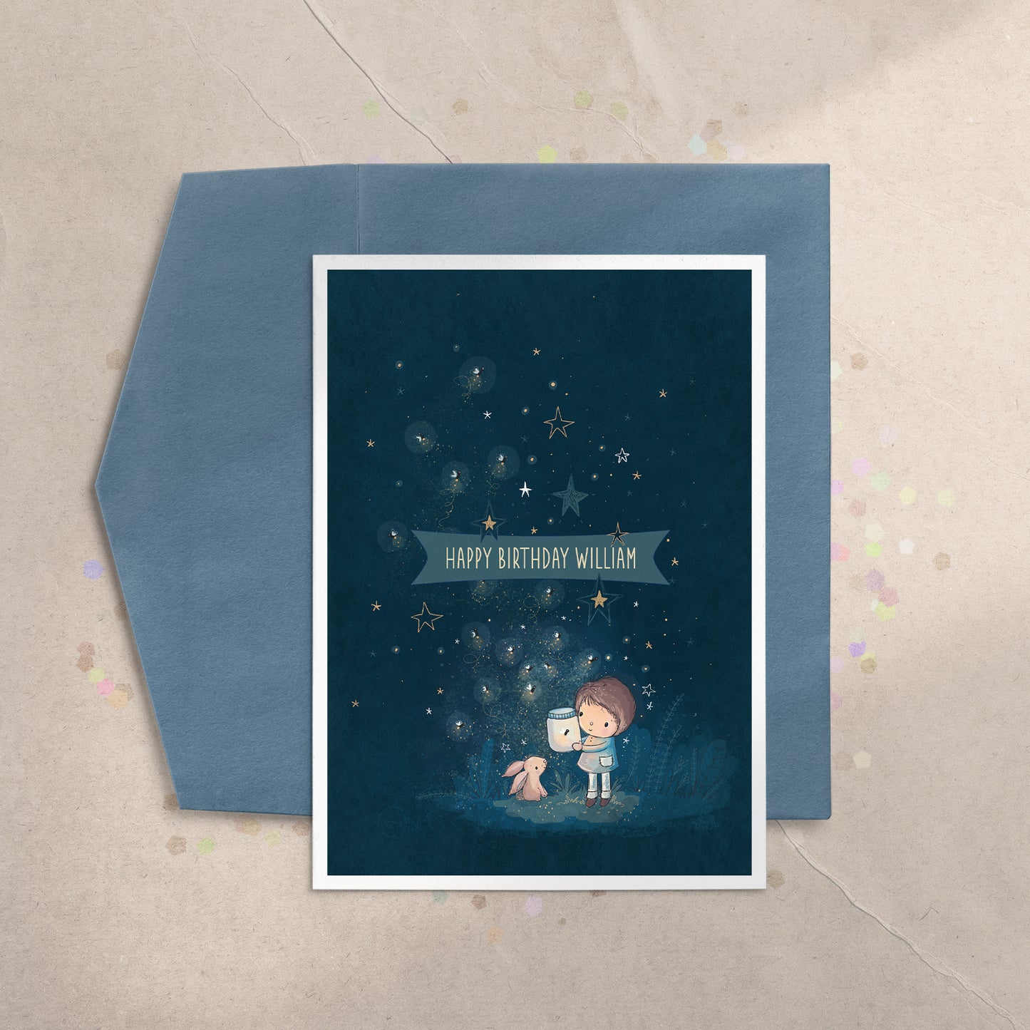 Fireflies - Boy 5x7 Greeting Card