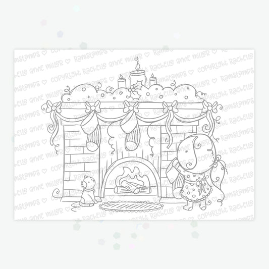 'Fireside' Christmas Digital Stamp