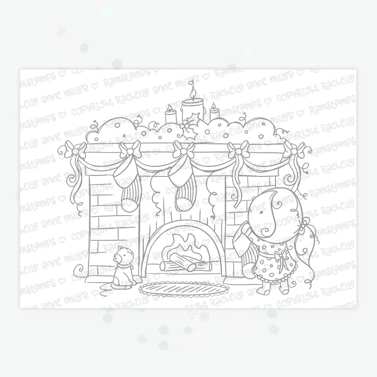'Fireside' Christmas Digital Stamp
