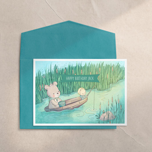 Fishing with Bear 5x7 Greeting Card