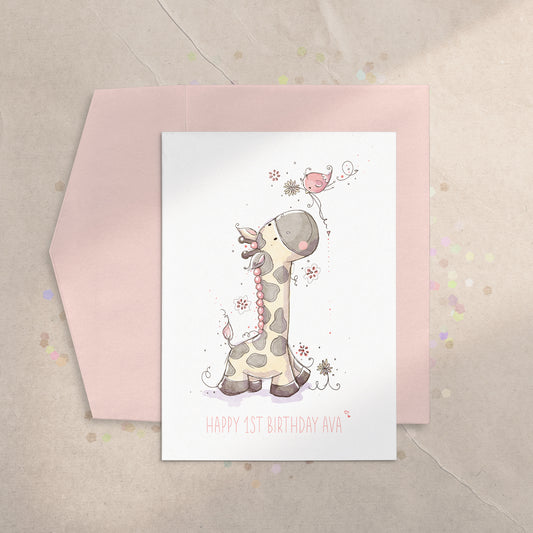 Giraffe & Bird 5x7 Greeting Card