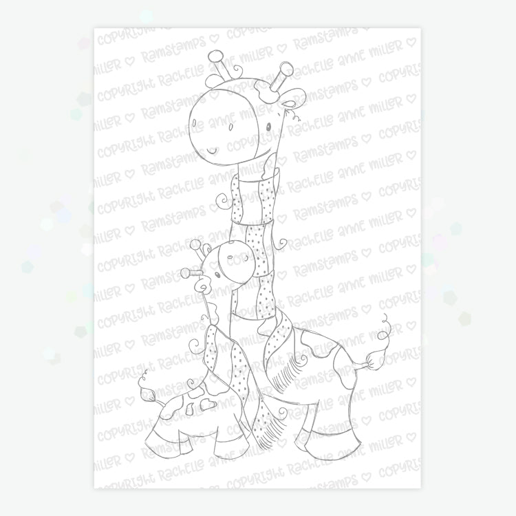 'Giraffe Hug' Digital Stamp