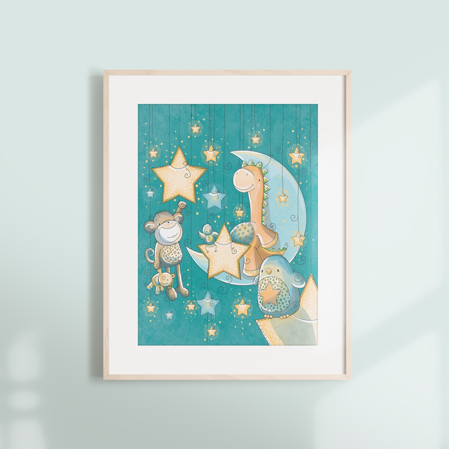 'Hanging Stars' Children's Wall Art Print
