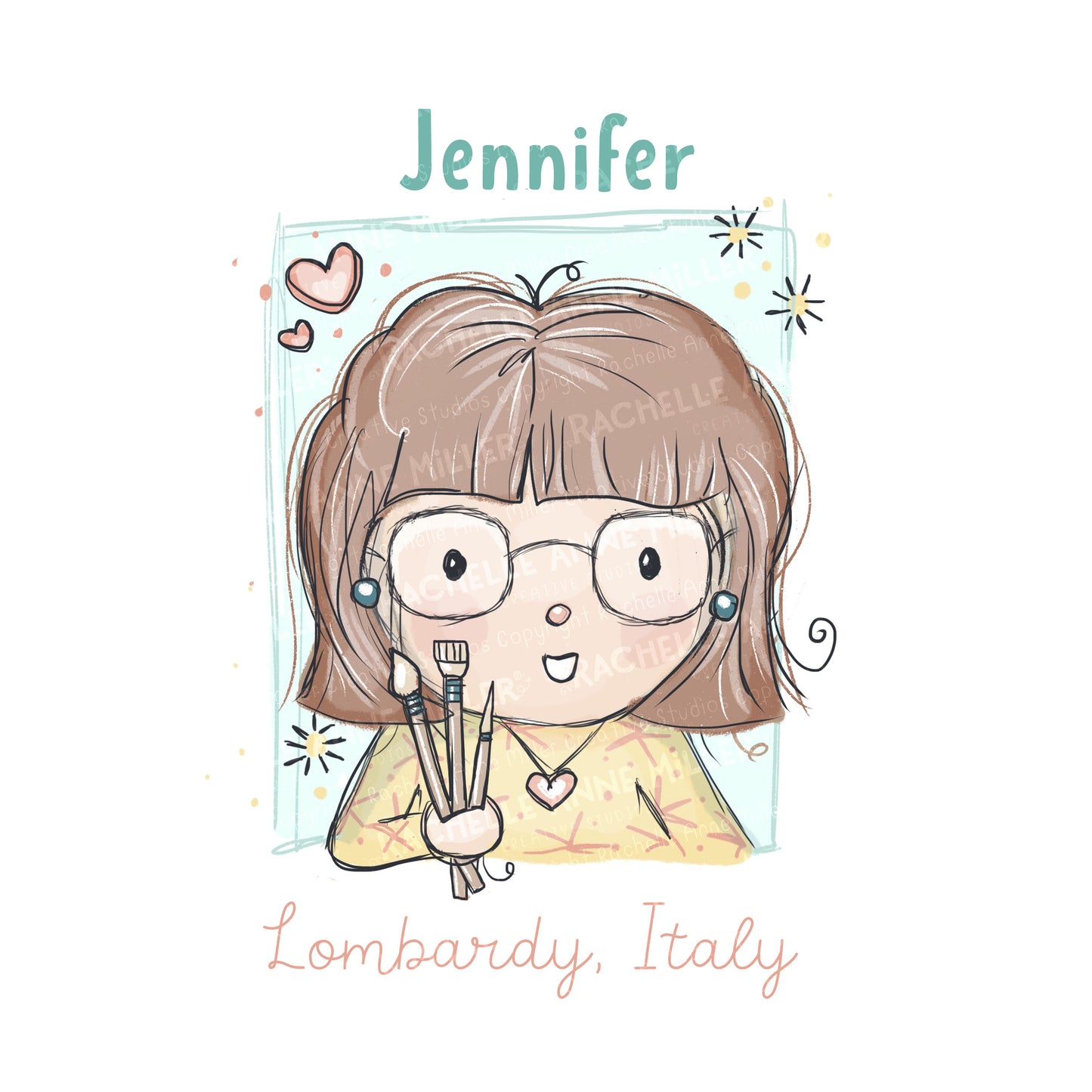 'Jennifer the Painter' Profile Digital Stamp