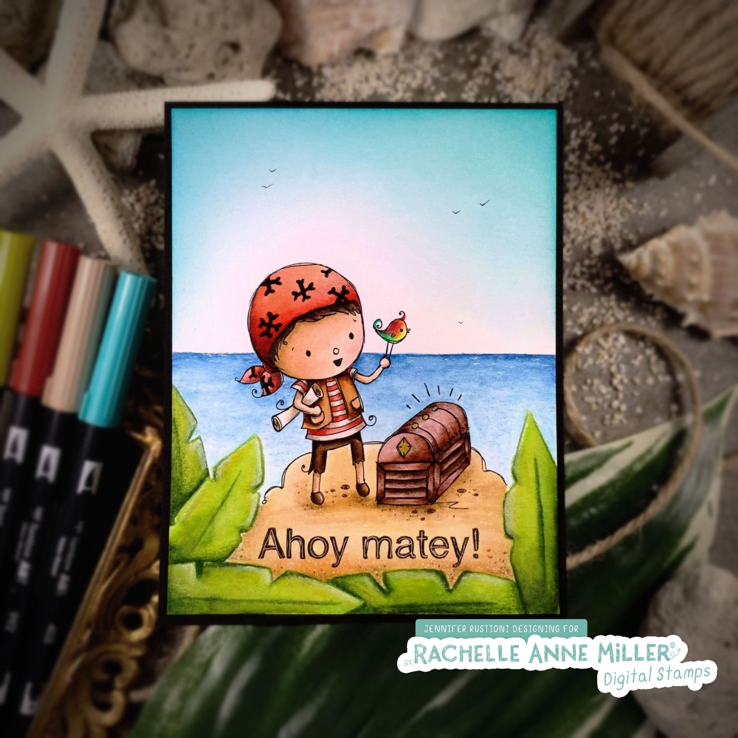 'Ahoy Matey Pirate' Digital Stamp