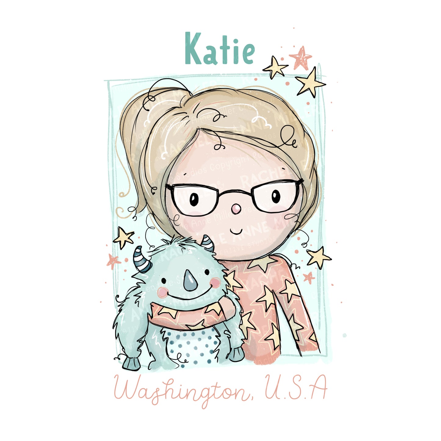 'Katie & Yeti' Profile Digital Stamp