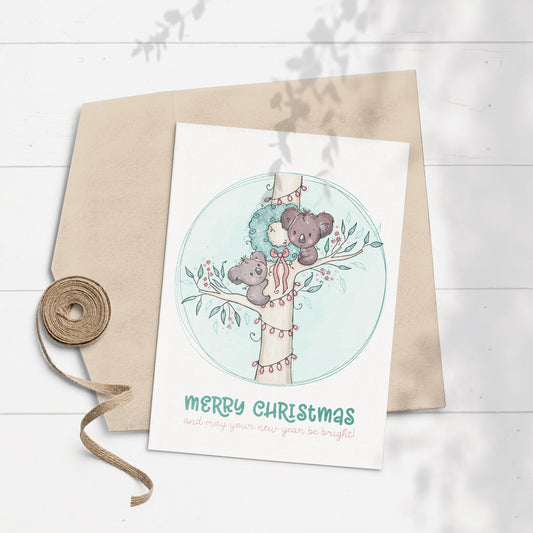 'Koala Christmas Tree' 5x7 Greeting Card