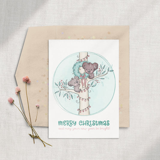 'Koala Christmas Tree' 5x7 Greeting Card