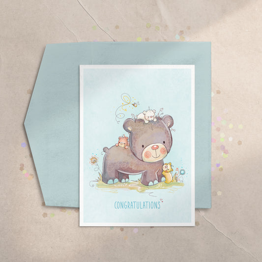 Mummy Bear 5x7 Greeting Card