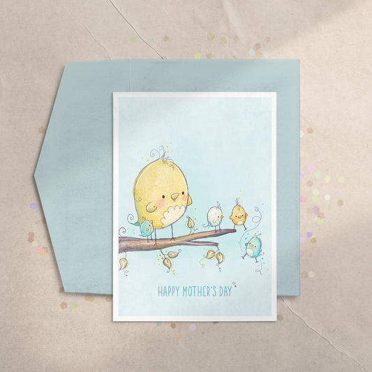Mummy Bird 5x7 Greeting Card