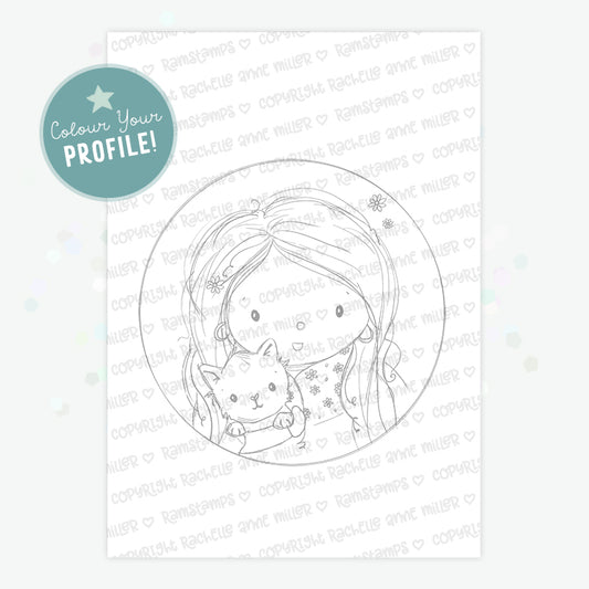 'Noelene's Kitty' Profile Digital Stamp