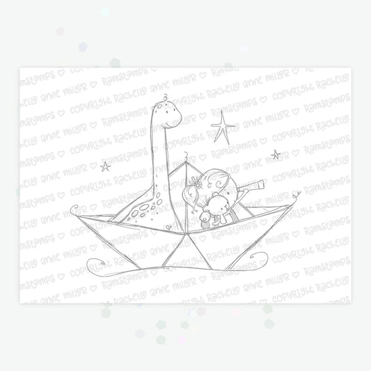 'Paper Boat - Girl' Digital Stamp