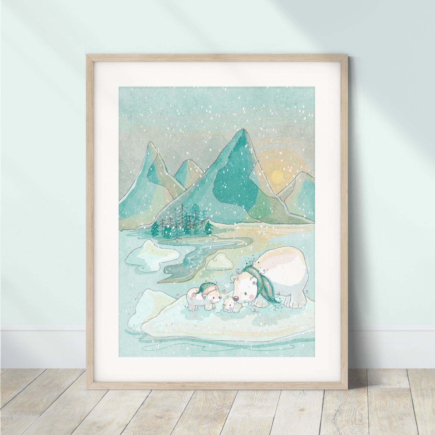 'Polar Bear Sunrise' Children's Wall Art Print