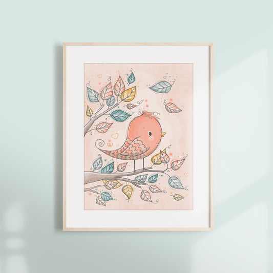 'Pretty Bird' Children's Wall Art Print