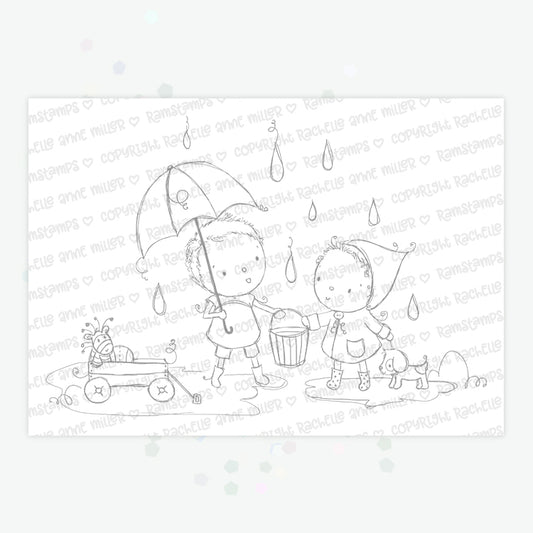 'Raindrops' Digital Stamp