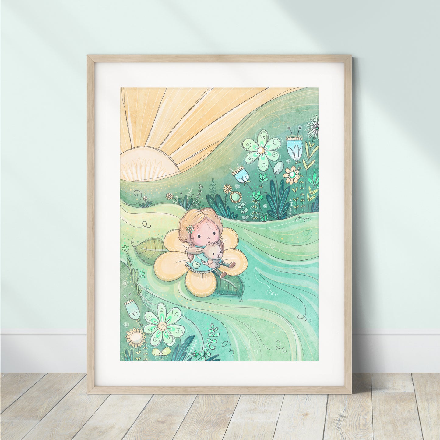 'Flower River' Children's Wall Art Print