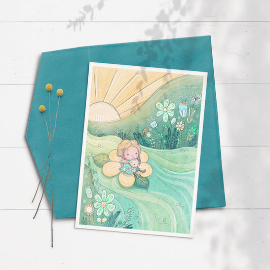 Flower River 5x7 Greeting Card