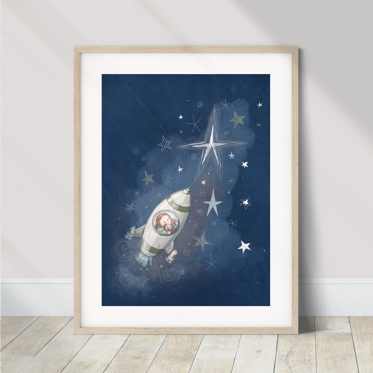 'Space Rocket' Children's Wall Art Print