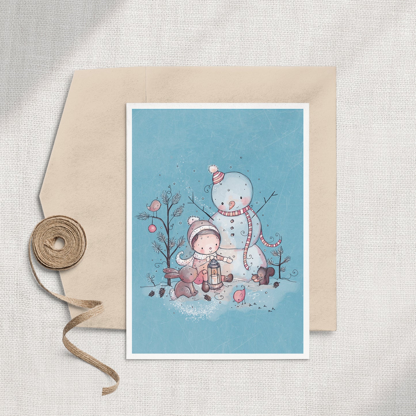 Woodland Snowman Christmas Card
